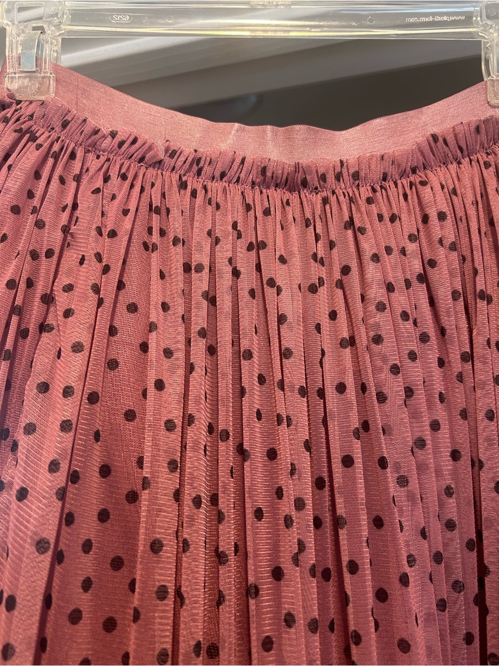Anthropologie Pink Polka Dot Tiered Maxi Skirt - Picture 2 of 8